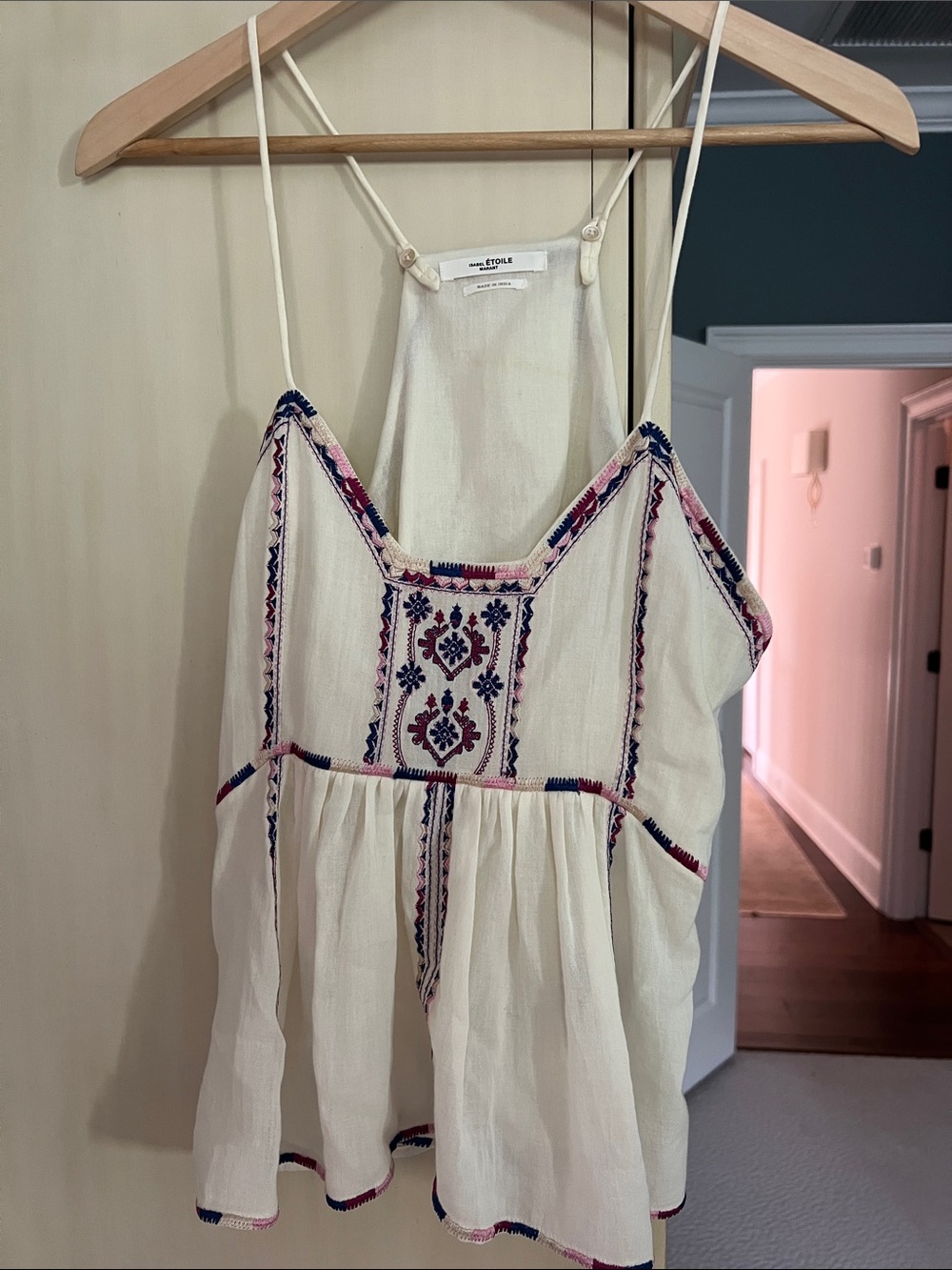 Cream Embroidered Spaghetti-Strap Camisole